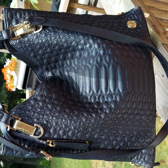 Vince Camuto | Riley Black Bubble Leather Shoulder Crossbody Bag Purse - Picture 11 of 16